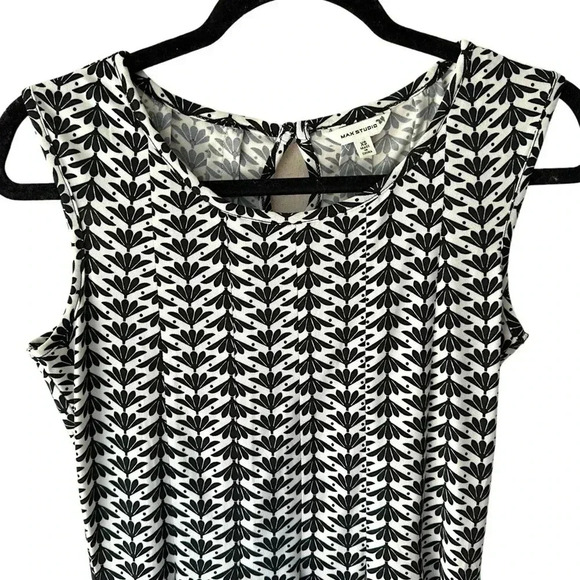 MAX STUDIO | NWOT | BLACK WHITE SLEEVELESS DRESS | SIZE: EXTRA SMALL - Picture 2 of 11